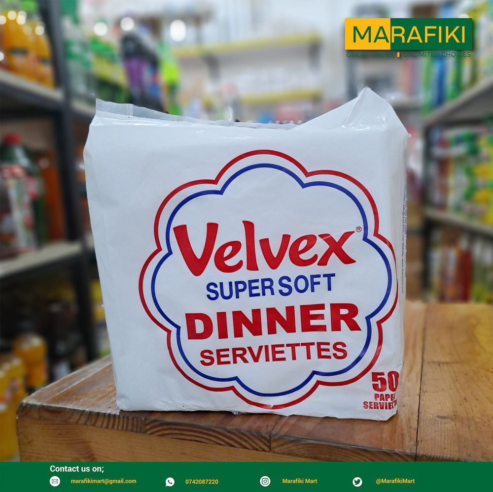 VELVEX SUPER SOFT DINNER SERVIETTES 50PCS