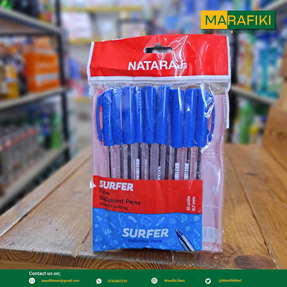 NATARAJ SURFER BALL POINT BLUE 10PC PACK