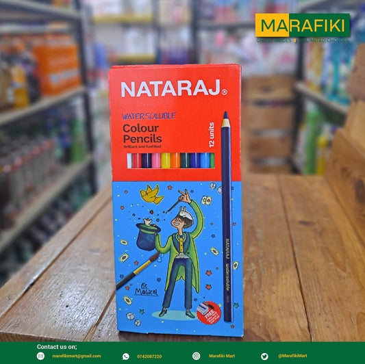 NATARAJ WATER SOLUBLE COLOUR PENCILS 12UNITS