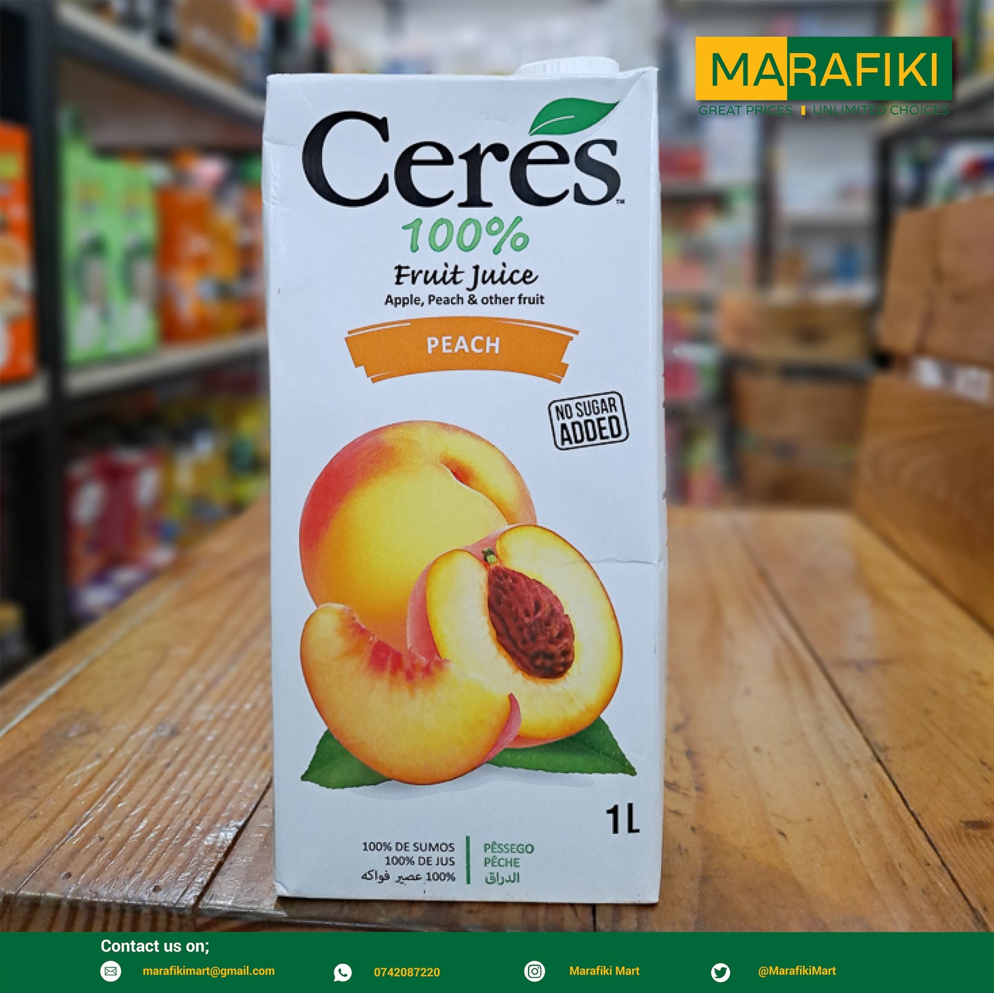 CERES 100% PEACH 1LITRE