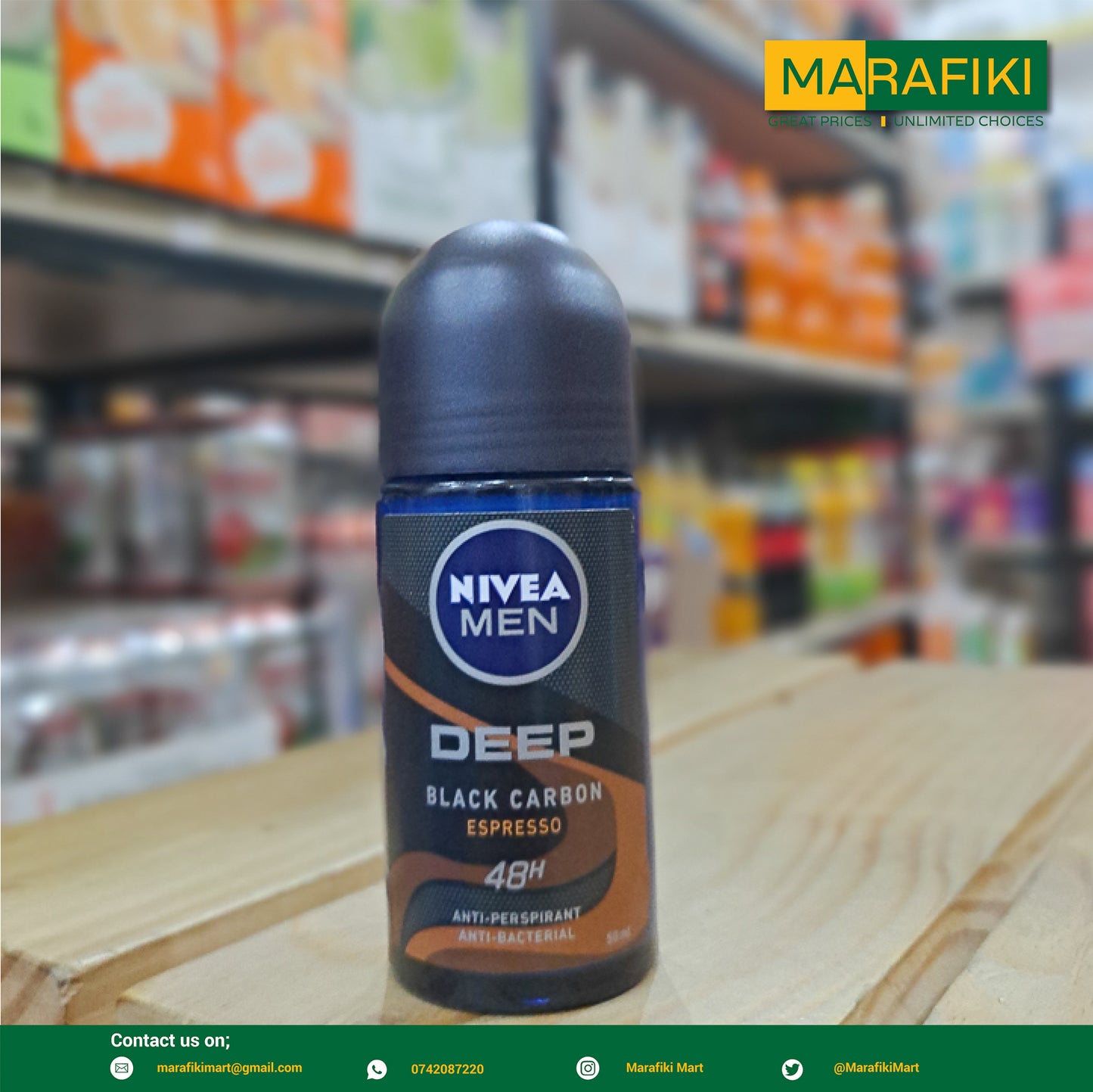 NIVEA DEO ROLL ON DEEP BLACK CARBON ESPRESSO 50ML