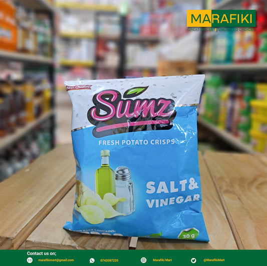 SUMZ POTATO CRISPS MEDIUM SALT & VIN 30G