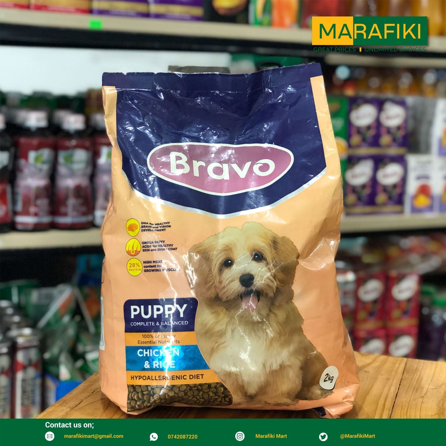 BRAVO PUPPY CHICKEN RICE 2KG Marafiki Mart