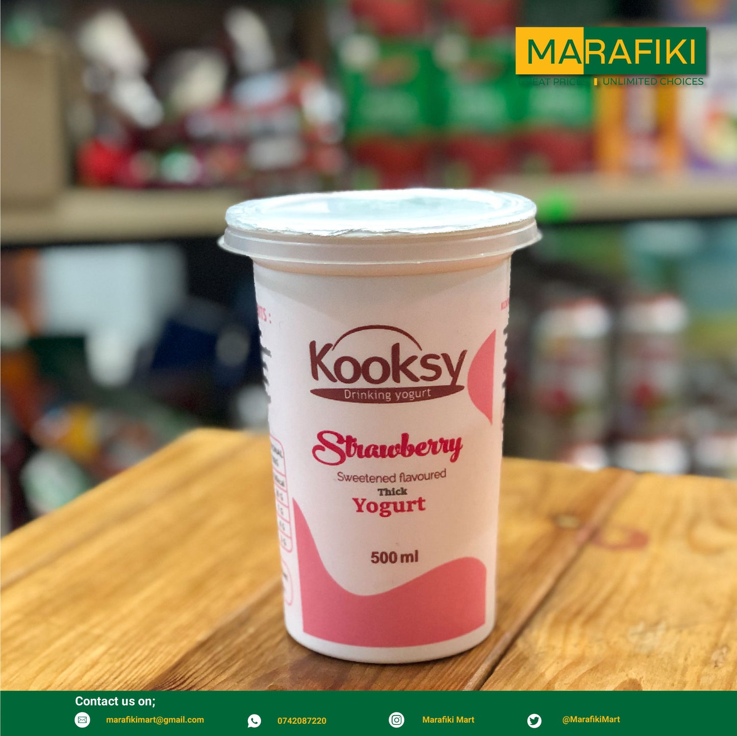 KOOKSY STRAWBERRY YOGURT CUP 500ML